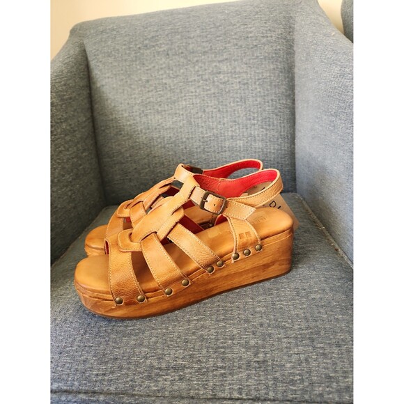 Bed Stu "Fabiola" Brown Leather Platform Wedge Sandals Size 10 NWT - Picture 2 of 10
